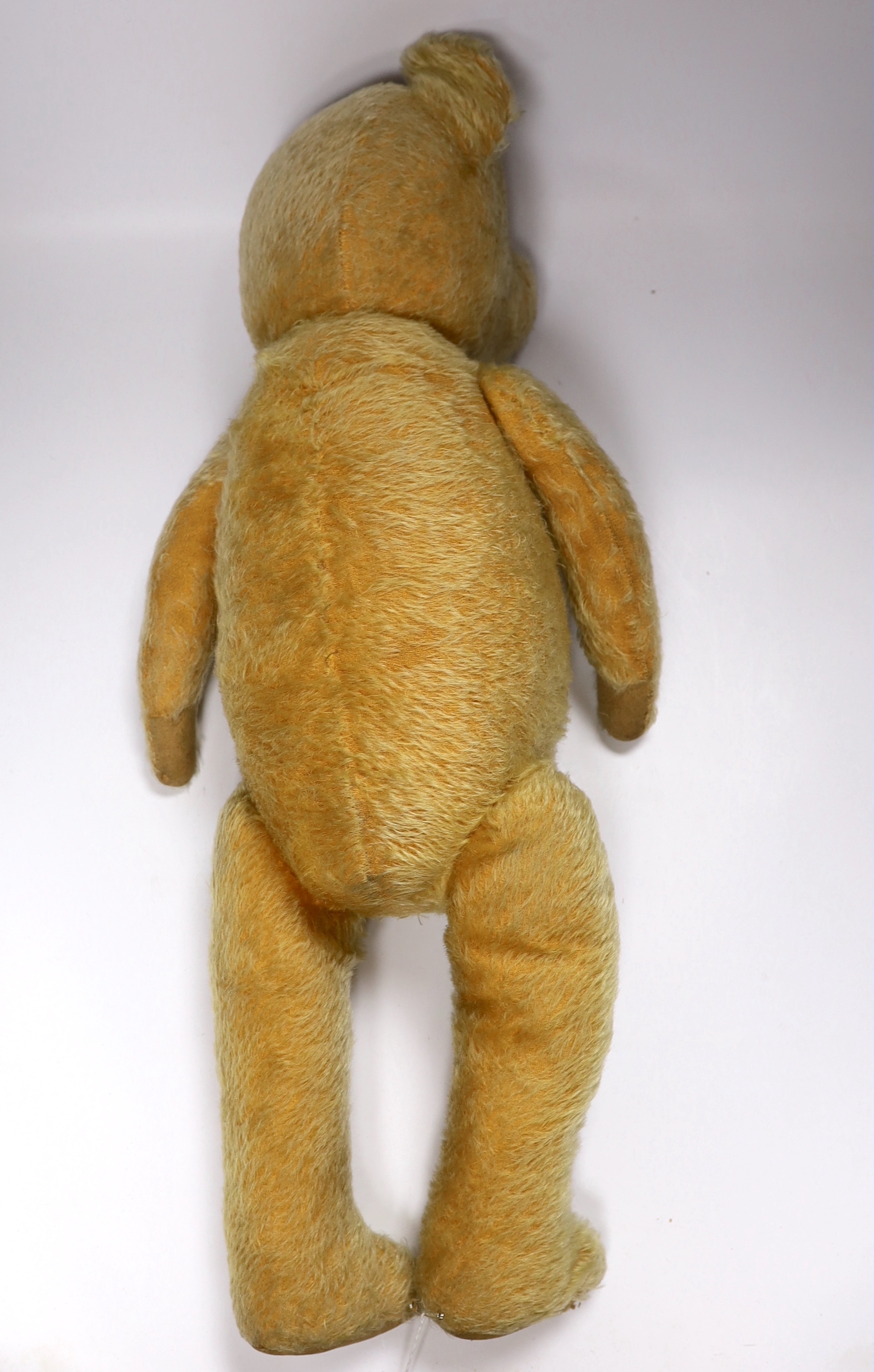 A golden plush bear, worn, 60cm